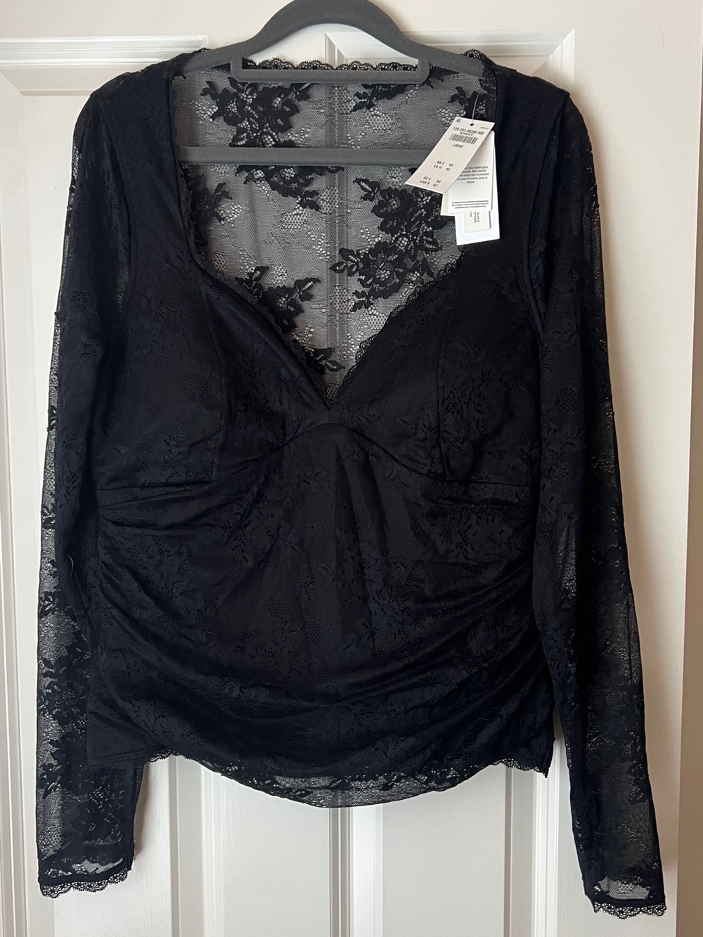 Abercrombie & Fitch Black Long-Sleeve Lace Chemise